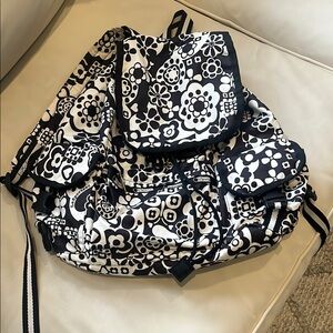 Floral Black and White Women's Le Sportsac  Backpack
